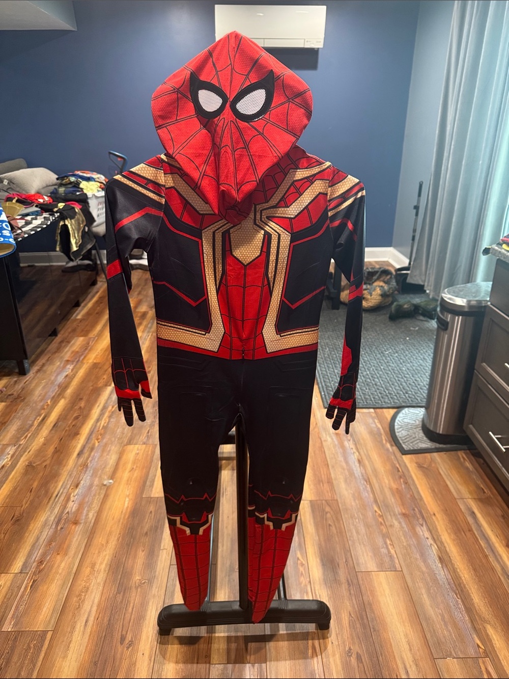 Kids Spider-Man Inspired Red & Black Costume Hooded Jumpsuit